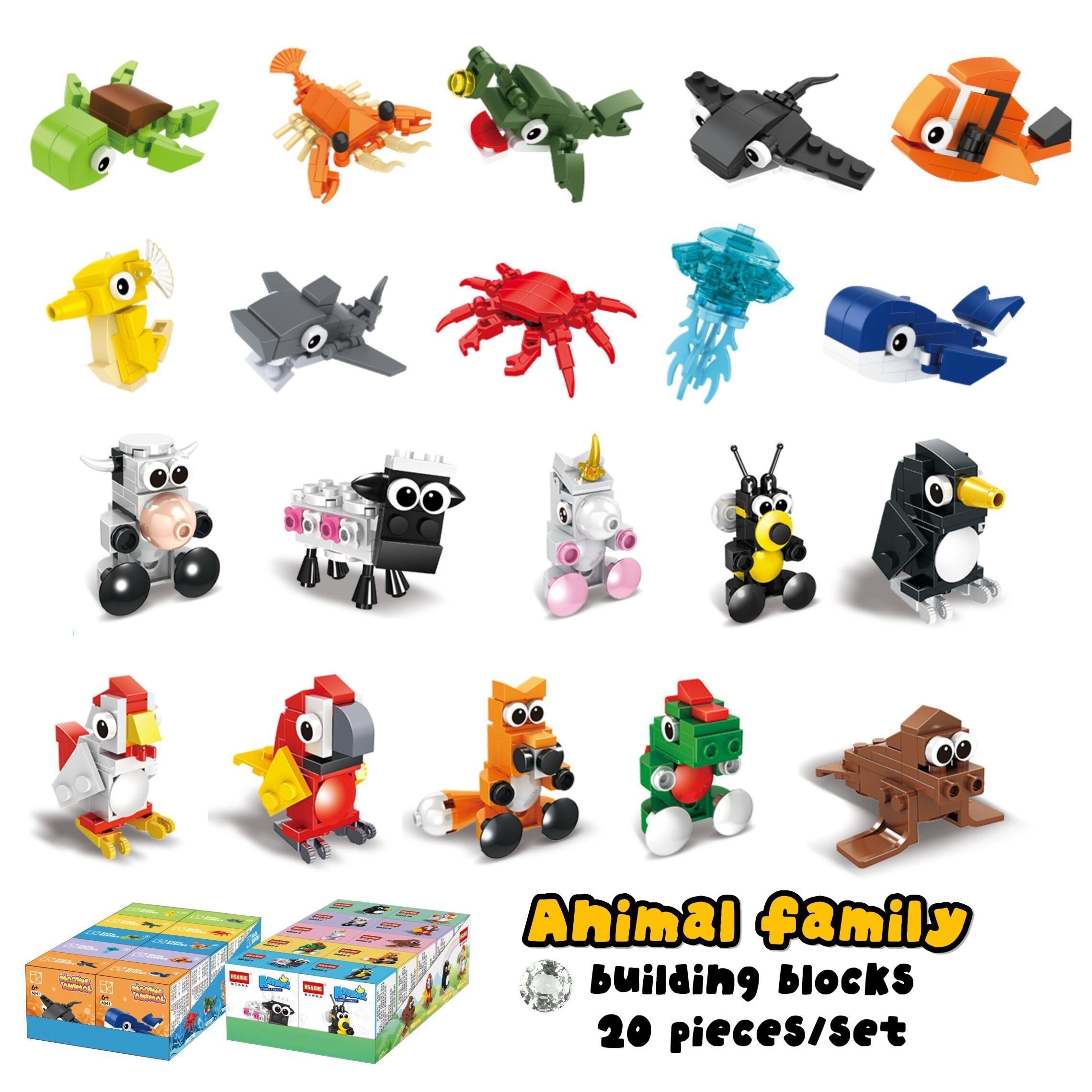 a set 20 land sea animal building blocks featuring sheep - Temu