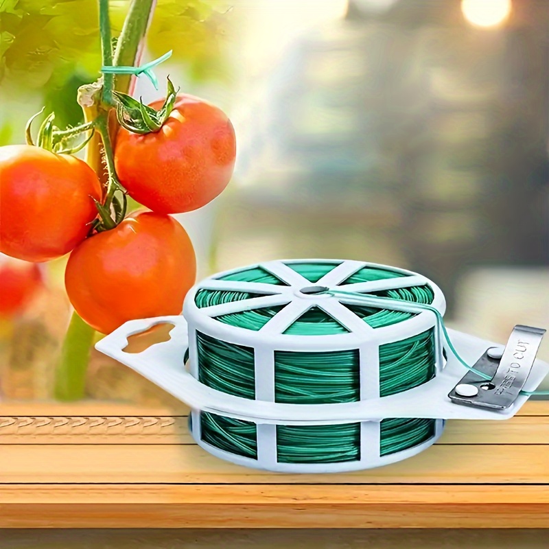 

1 Roll, Green Plastic Gardening Rope Is Used For Climbing Plants, And The Plant Support Is Wound With A Cutter For Gardening, Family And Office Organization
