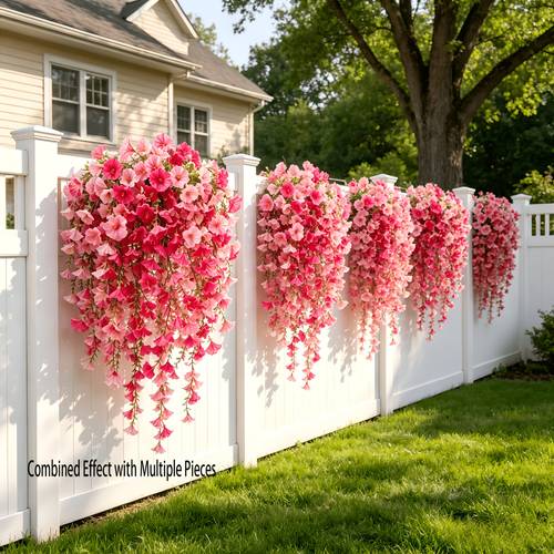 7pcs Artificial Hanging Flowers, Outdoor Decor, Outdoor Simulation Flowers, with Eucalyptus, Suitable for Indoor Outdoor Home Decor, Wedding Arrangements, Parties, Garden, Patio, Office, Hotel, Housewarming Gifts, New Year, UV Resistant