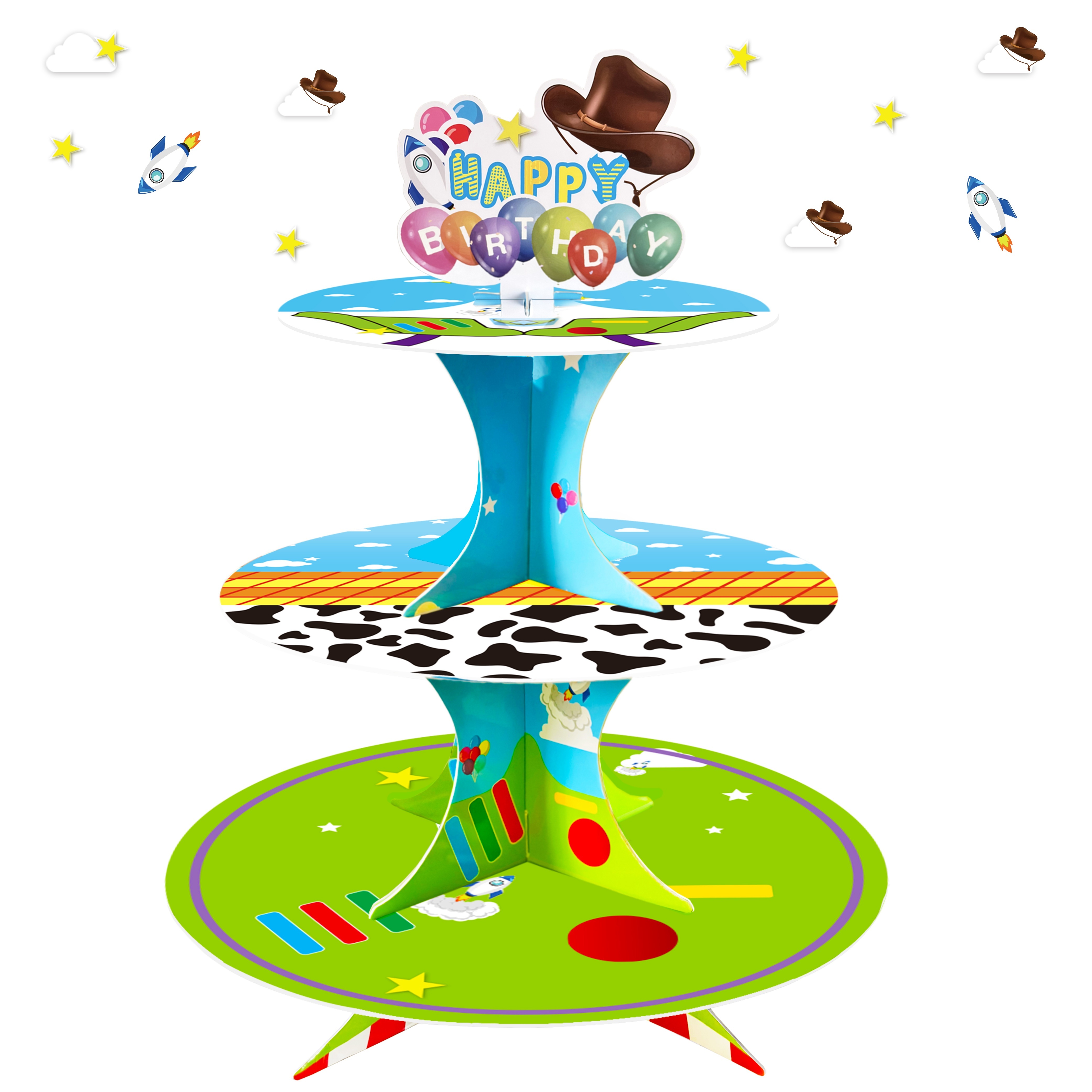 

Infinity & 3-tier Cupcake Stand - Easy , Foldable Cardboard Dessert Tower For Toy-themed Birthday Parties