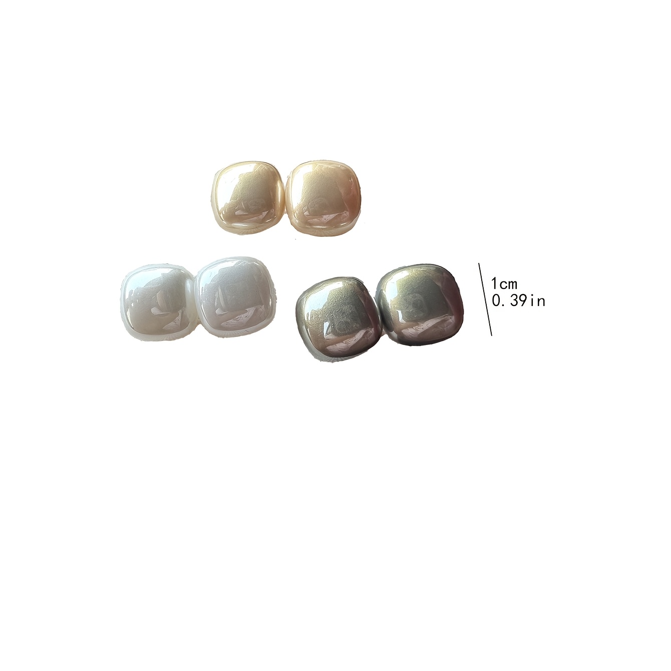3 Pairs Geometric Square Dumpling Bead Earrings Set