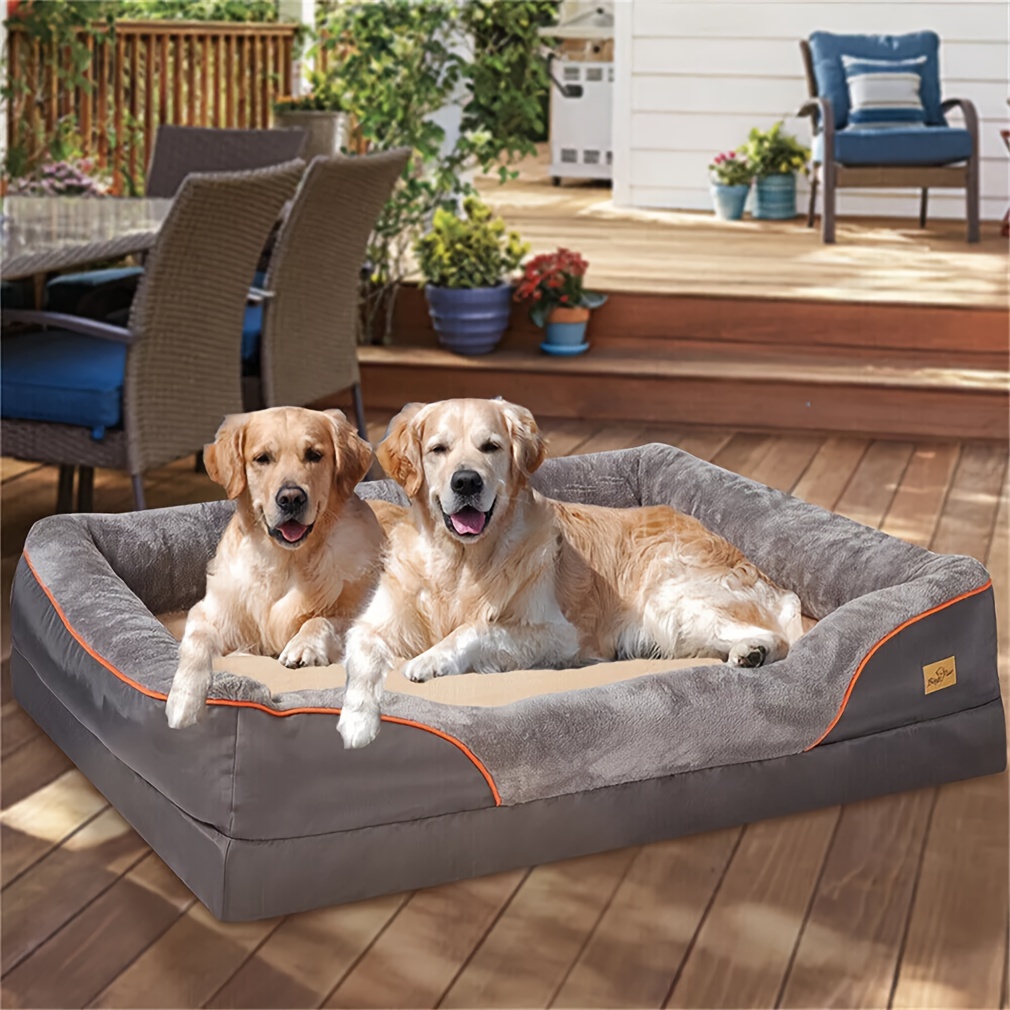 

L-xxl Dog Bed Orthopedic Foam Pet Bed Quilted Waterproof Sofa Pet Bed Soft Foam Bolster