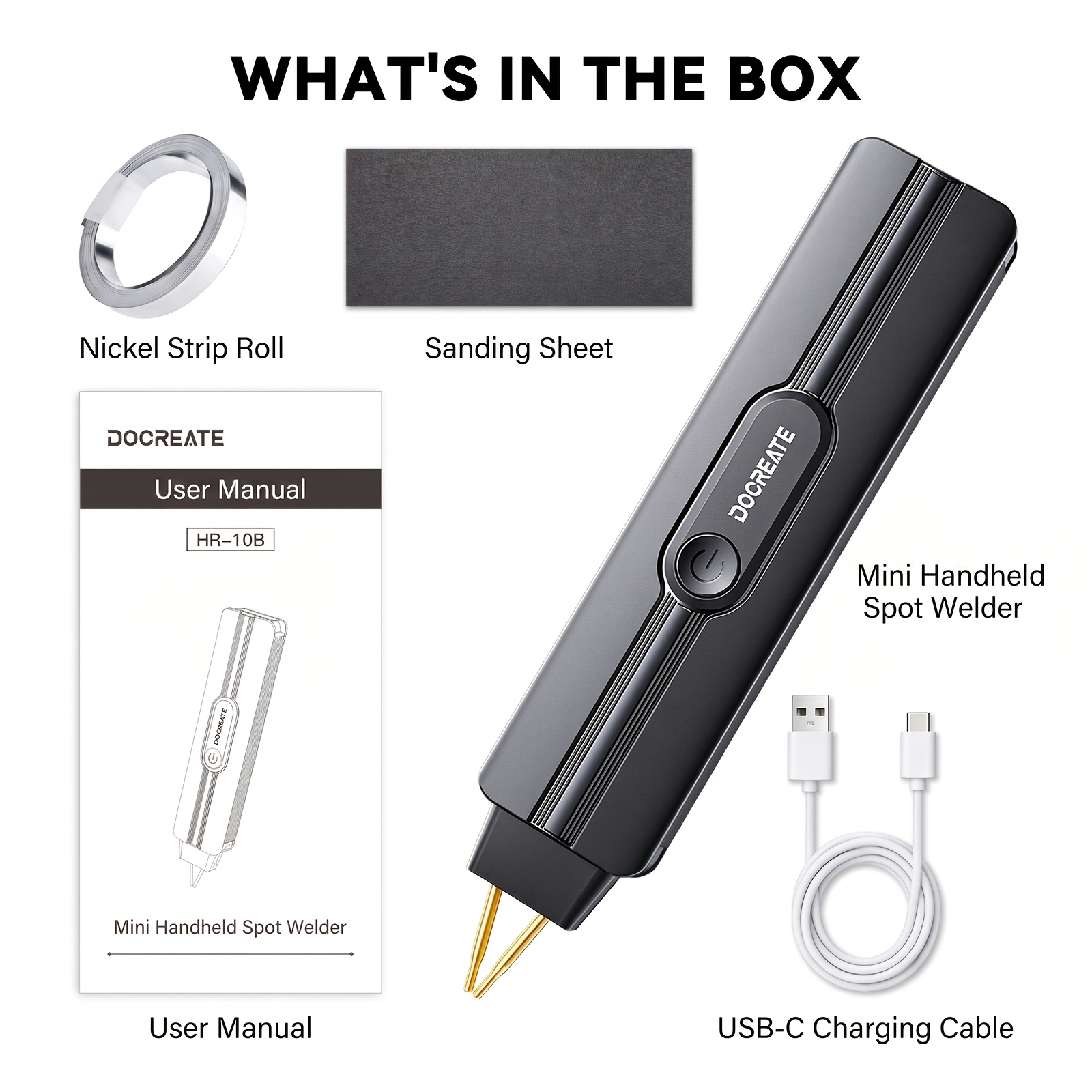 TEMU Nouveau poste de par points portatif à double haute intensité, outil de soudure DIY pour bloc-batterie lithium 18650, stylo de par points de