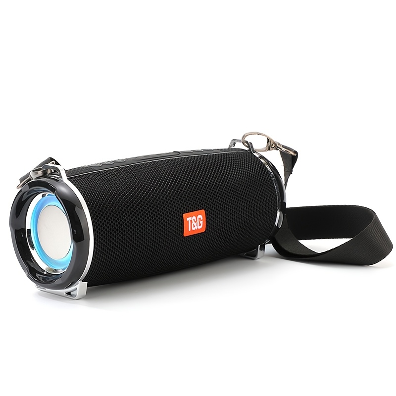 TEMU Haut-parleur fil portable haute puissance TG192, IPX4 avec lumières LED clignotantes, microphone intégré, prend en charge carte TF/clé USB/radio