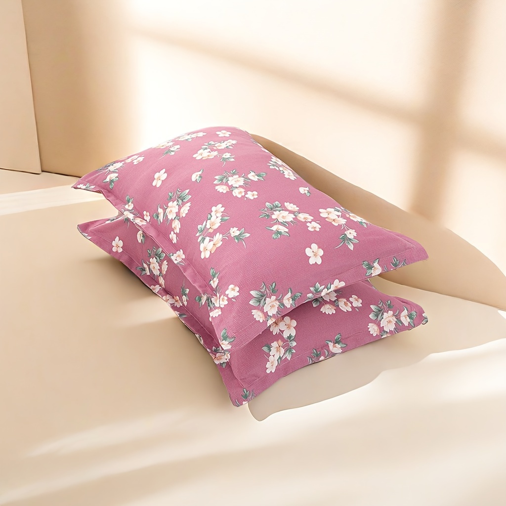 

2pcs Floral Print Pillowcases, Polyester Brushed Microfiber, Envelope Closure, Machine Washable, Home Bedding, 80-85gsm, Active Print, Durable Weave, No Embellishments