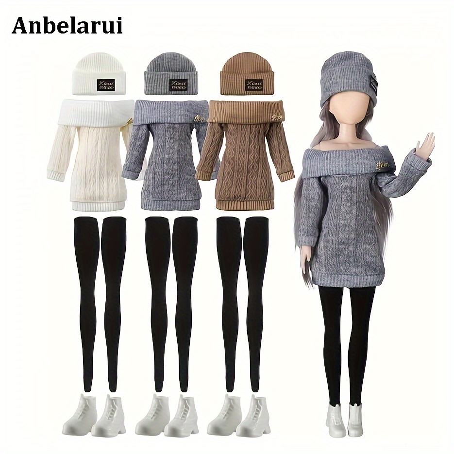 

12pcs Doll Clothes And Accessories, Winter Doll Outfits Set, Knitted Clothing Accessories For Doll, Dolls Are Not Included