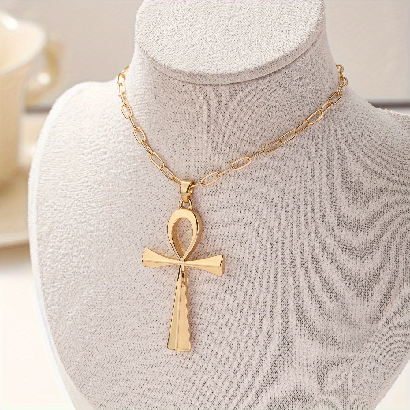 1pc Western Retro Cross Necklace, Individual Pendant, Unisex Style