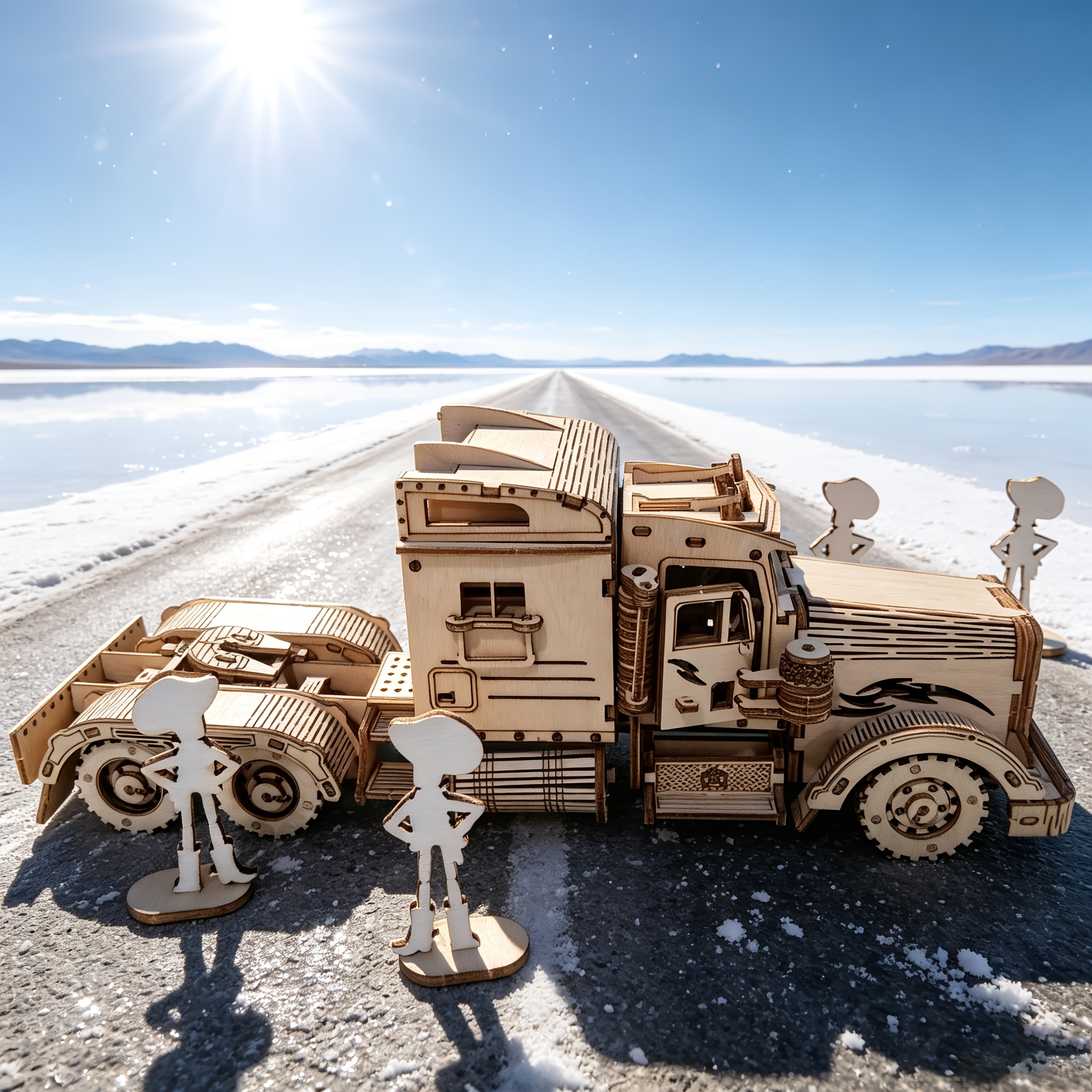 American-Style Heavy-Duty Tractor-Trailer 3D Wooden Puzzle Set
