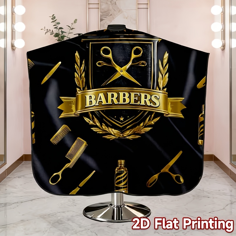 TEMU 1pc Barber Cape, Tool , Salon-grade High-quality Printed Cape, Durable Polyester Fabric, Easy To Clean, Adjustable Size, Barbershops Or Home