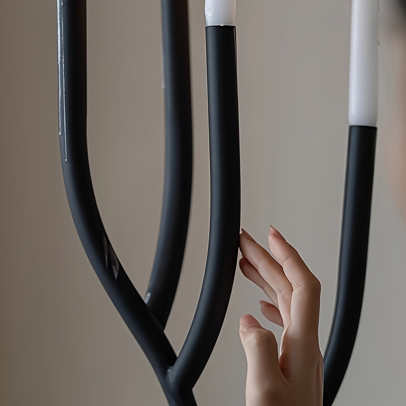 1 Elegant Black 4-Branch Candle Holder with Multi-Leg Fashion Design - Perfect for Centerpiece Decor, Romantic Dinner Photo Props, Wedding Anniversary Birthday Date Ambiance Enhancement, Tabletop Living Room Home Décor, Halloween Christmas New Year