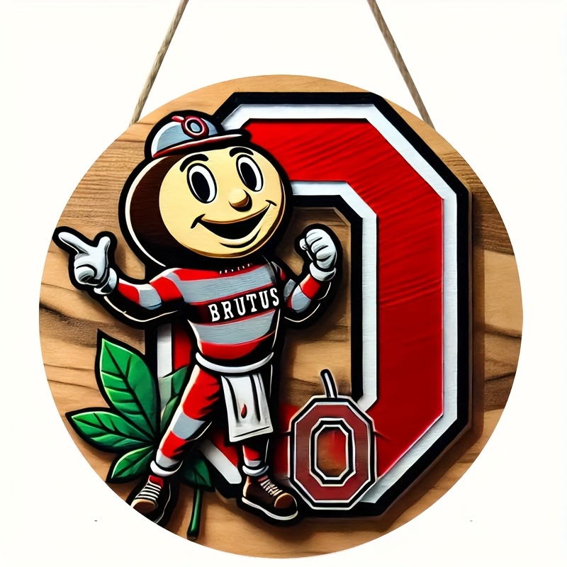 

Classic , Ohio Vintage Wooden Sign - Round Farmhouse Style Wall Decor With Mascot , Ideal For Home & Outdoor, Perfect Gift For Sports Fans, Rustic Hanging Art, Home Decor Accent|vintage Wall Sign|