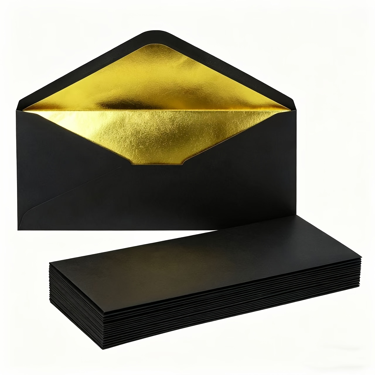 20pcs Dl 22x11cm Black And White Luxury Envelopes With Full Inner Lining. Water-activated Gummed Flap Ensures Easy Sealing, Great For Wedding Invitations, Thank You Cards And Business Letters