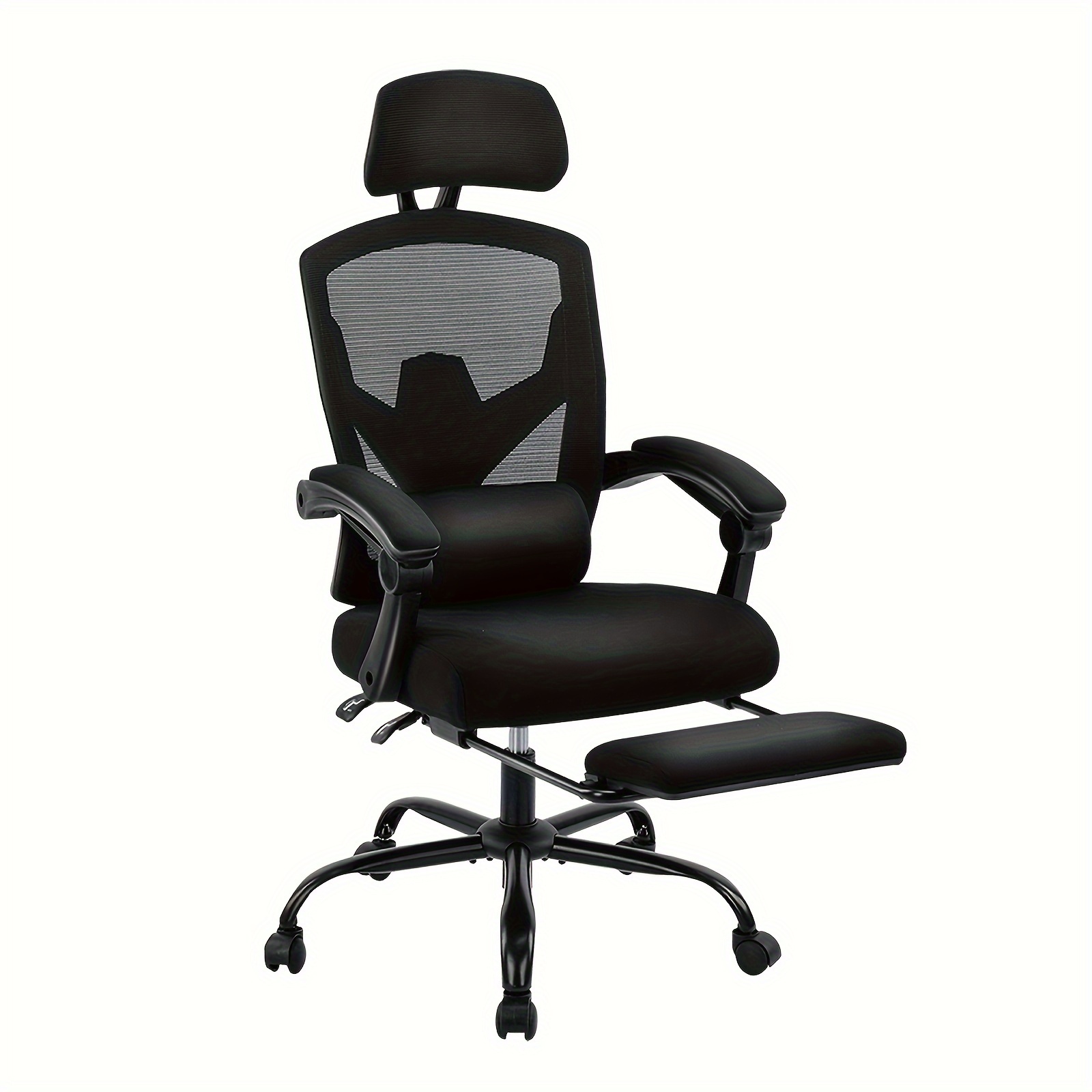 

Ergonomic Office High Back Reclining Desk Footrest, Adjustable Height Executive Computer Leg Rest, Big And Tall Task Chair With Lumbar Support, Black, White, Blue And Grey
