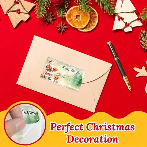 1 roll 50pcs merry christmas gift tags santa pattern christmas name stickers for wrapping gifts holiday packaging festive tags gift tags family gifts