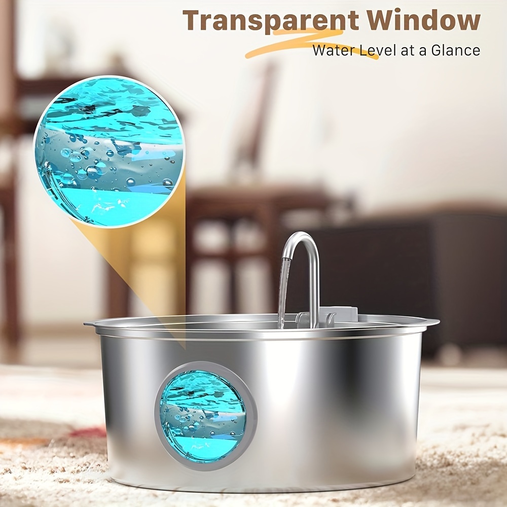 Ultimate 1.85gal Large Capacity Smart 304 Stainless Steel Dog Water Fountain - Automatic Pet Water Dispenser with Window, USB-Powered, No 5V 1A Plug, Replace Filter Chip & Clean Pump Monthly, Durable & Easy-Clean Design for Dogs & Cats, Dog Water Fountain, Cat Water Fountain, Modern Pet Accessory, Easyclean Material, Without Battery, Water Bowl for Dogs, Cat Fountain, Dog Water Dispenser, Cat Fountain Water 2 Ultimate 1.85gal Large Capacity Smart 304 Stainless Steel Dog Water Fountain - Automatic Pet Water Dispenser with Window, USB-Powered, No 5V 1A Plug, Replace Filter Chip & Clean Pump Monthly, Durable & Easy-Clean Design for Dogs & Cats, Dog Water Fountain, Cat Water Fountain, Modern Pet Accessory, Easyclean Material, Without Battery, Water Bowl for Dogs, Cat Fountain, Dog Water Dispenser, Cat Fountain Water - Image 2