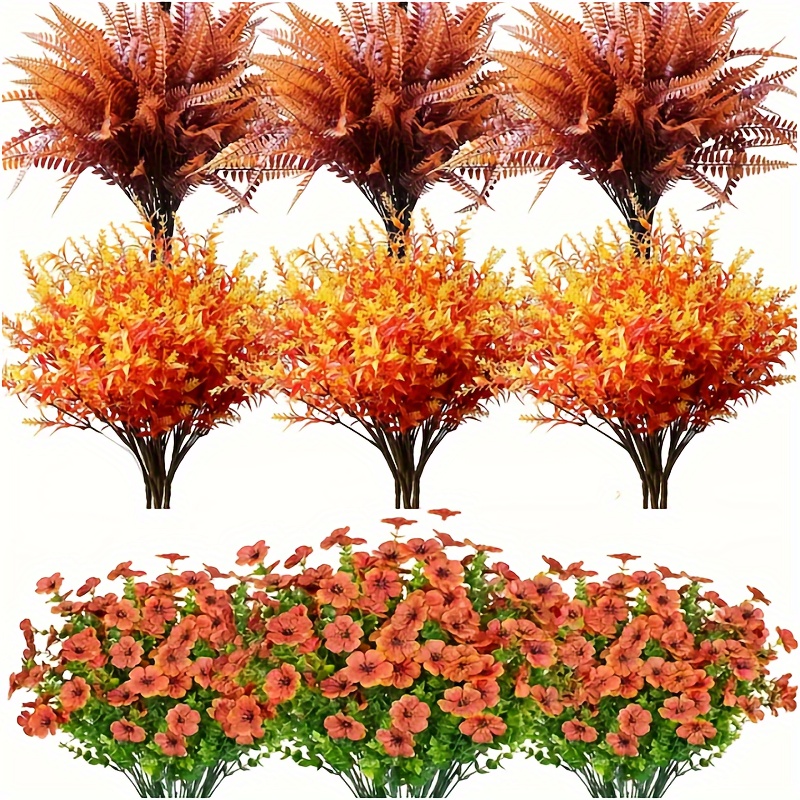 

12pcs Uv-resistant Autumn Artificial Flowers - Fade-proof Fall Decor For Outdoor, & Home - Perfect For Hanging Baskets, Planters, Windowsills & Party Supplies Fall Decorations For Home