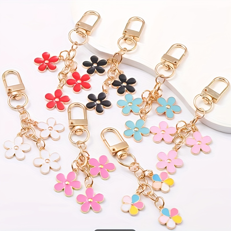 

Chic Floral Keychain & Earbud Case Set - Alloy, Women's Wallets & Backpacks, Ideal Valentine's Gift