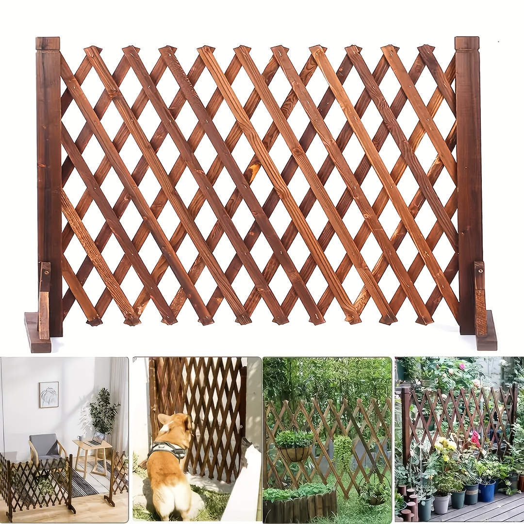 1/2pieces Wood Fence Panel Retractable Privacy Screen | Expandable Farmhouse Garden Trellis, Adjustable Height & Width, Sturdy Wood for Yard/Patio/Balcony, Weatherproof, Easy Assembly, Decorative Privacy Barrier, Plant Support, Pet Gate