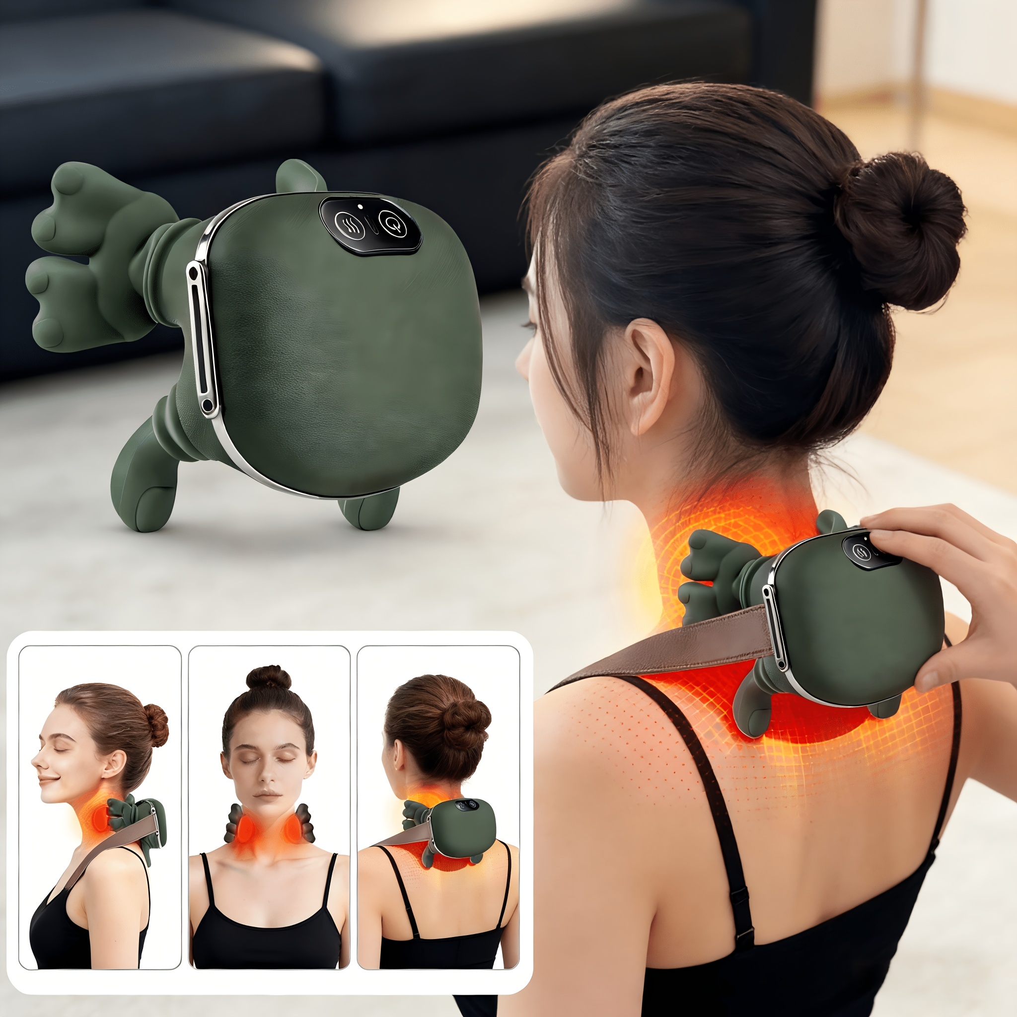 bionic finger neck shoulder massager wireless neck cervical   4d kneading body back hand massage shawl brushless motor