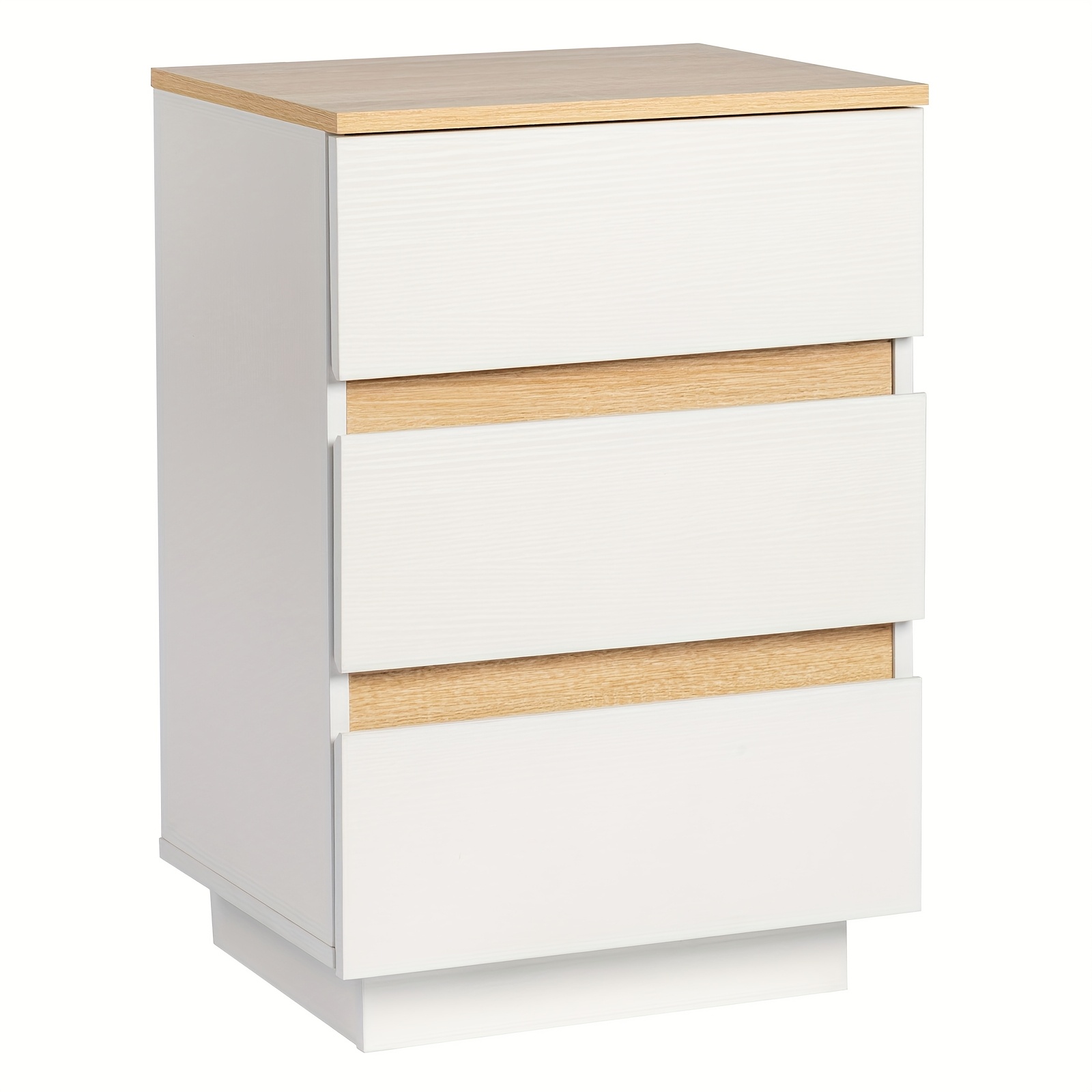Image of Modern 3-drawer Nightstand With /particle Board - Space- Bedside Table, Compact Bedside Cabinet With 3 Drawers, Assembly, Under 27" Height Suitable For Bedroom Or Living Room Storage