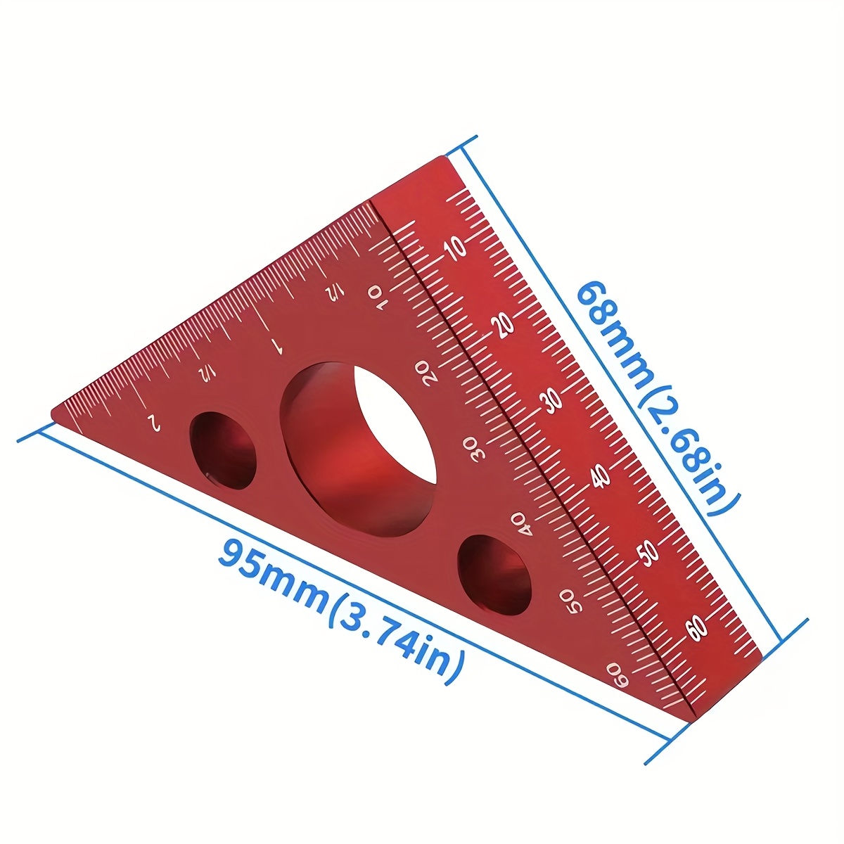 Image of Aluminum Triangle Ruler With Precise 45/90 Degree Metric Scales, Aluminum Right Angle Ruler, Height Gauge With Dual Metric And Imperial Scales, Thickened Multifunctional Woodworking Square