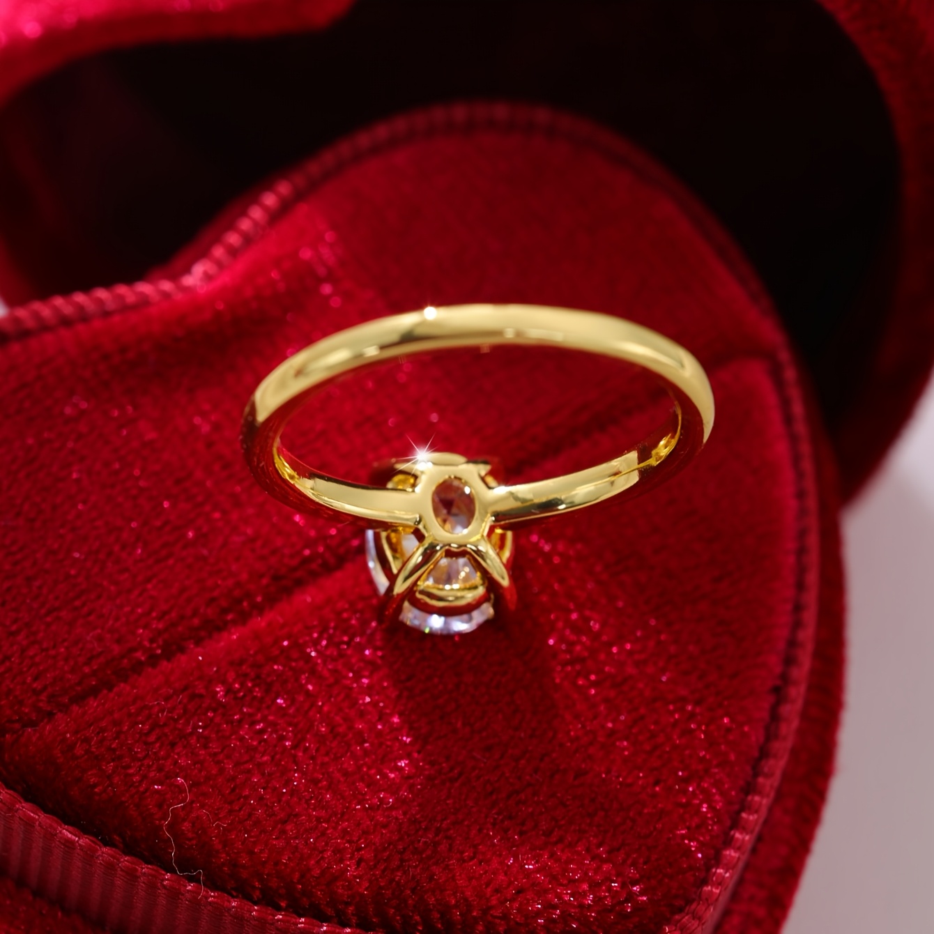 Oval Cut Cubic Zirconia Copper Solitaire Ring for Women