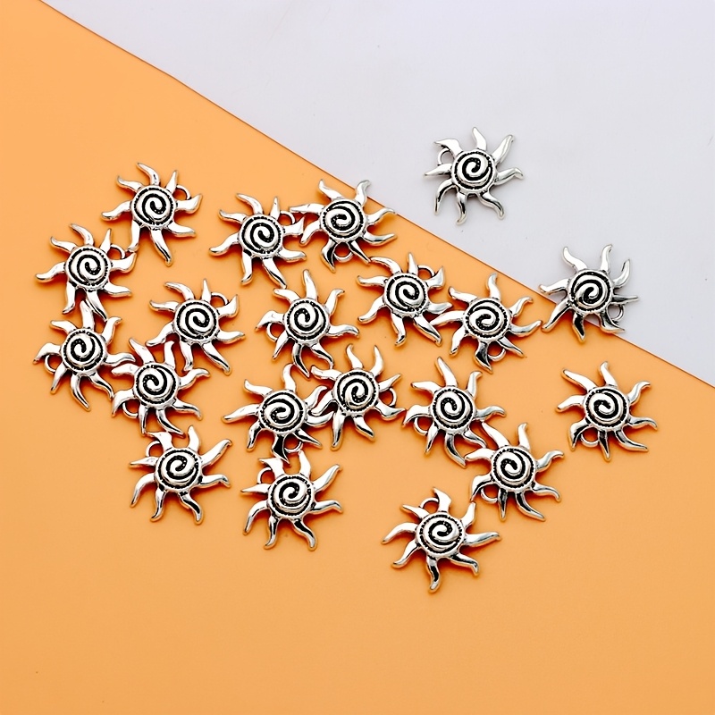 20pcs Sun Flower Charm Alloy Electroplated Ancient Silvery Tibetan Silvery Making Bracelet Diy Earrings Necklace Sun Flower Pendant
