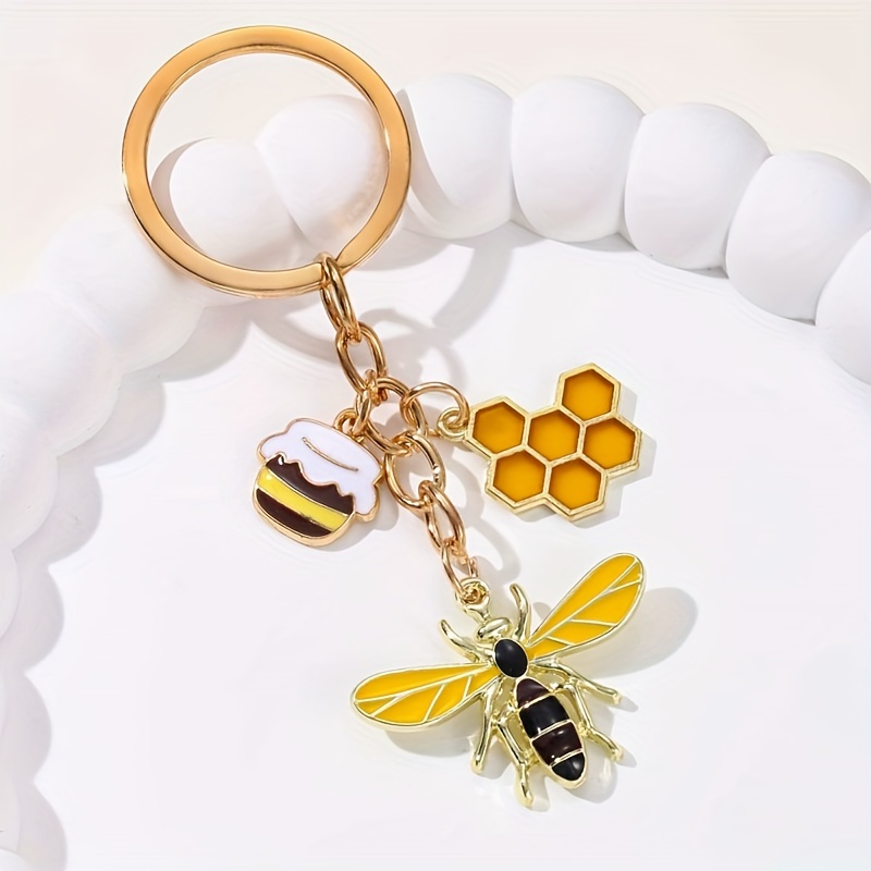 1pc Cute Bee Nest Honey Jar Keychain