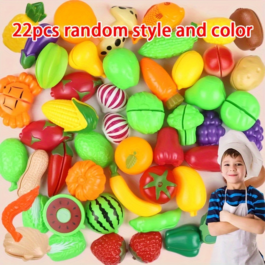 

22-piece Interesting Cutting Food, Fruit And Vegetable Toys, Reusable Kitchen Toys, Fruit And Vegetable Cutting Sets, Pretend Food Toy Sets,