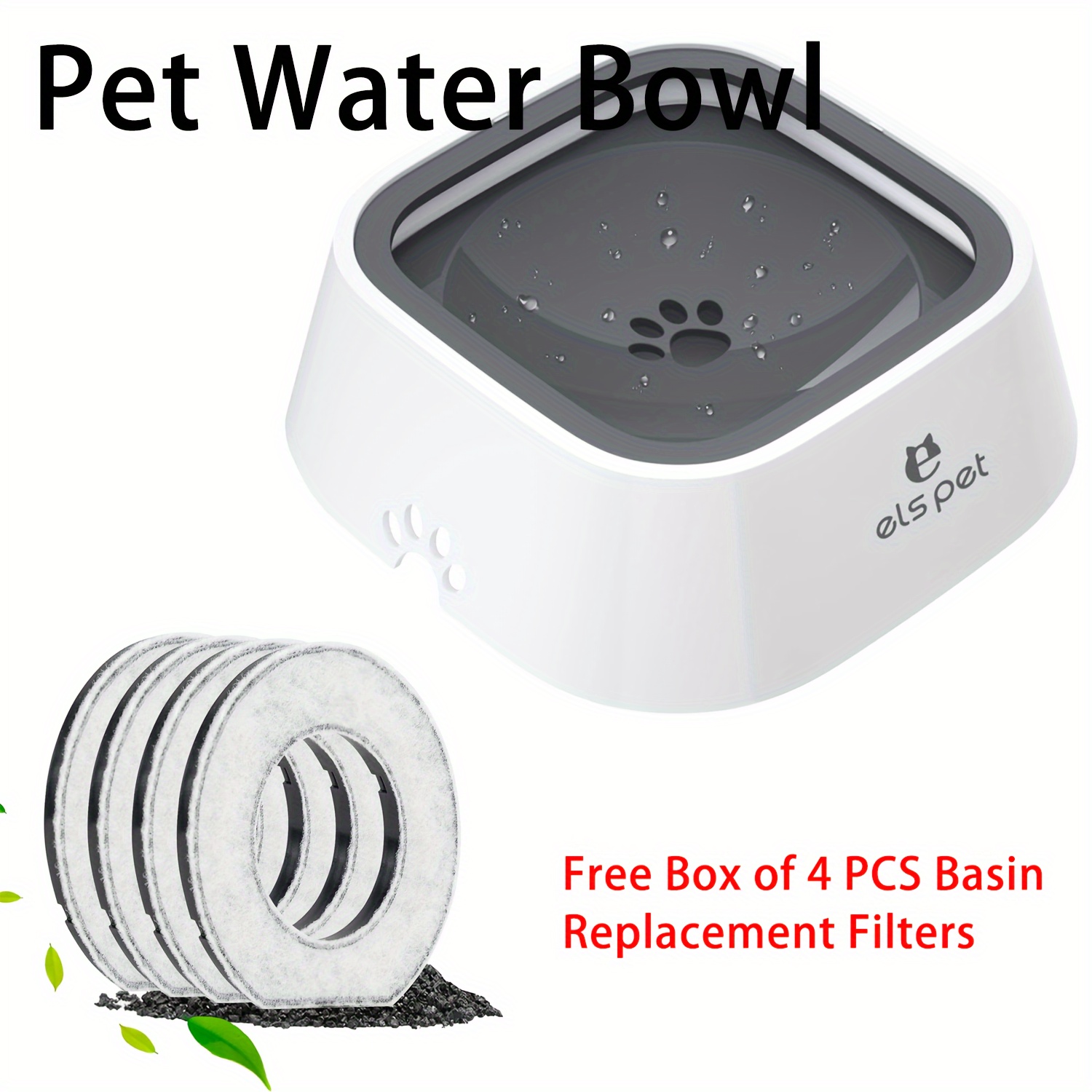 

Pet Dog Bowl No Spill, Pet Water Bowl No Drip Slow Water Feeder Cat Bowl, Pet Water Dispenser 1l Large Capacity Travel Water Bowl For Dogs, Cats (grey)