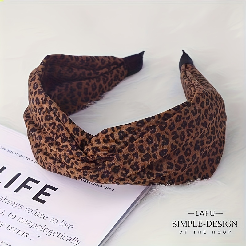 Cross Leopard Print Vintage Headband, Elegant And Versatile Hair Accessory