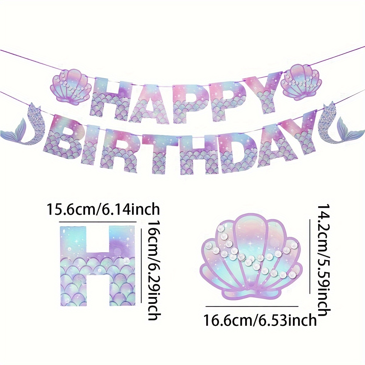 1set, Birthday Banner Party With A Golden Mermaid, Wishing You A Happy Birthday, Filled With Decorations And Birthday Arrangements.
