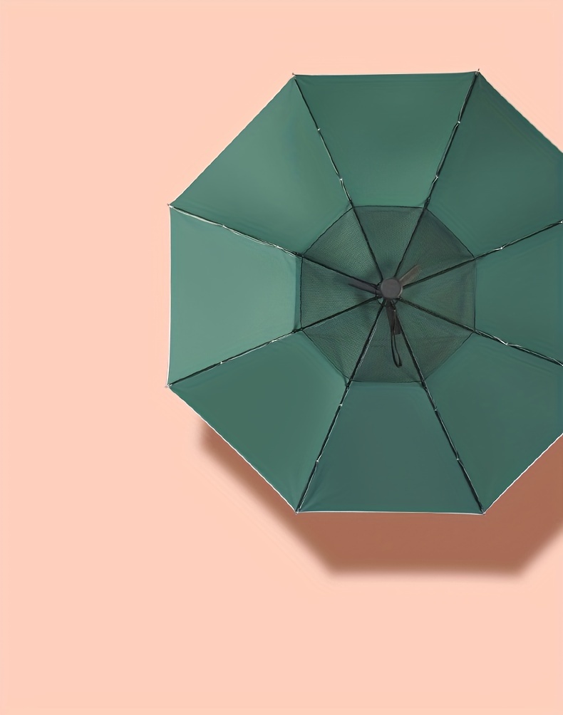 Fashion Stick Umbrella with Cooling Fan - UPF 50+ Sun Protection, Manual Open, 8-Rib Structure, 210T Pongee Fabric, Aluminum Alloy Handle & Ribs, UV-Armour Titanium Silver Coating for UVA/UVB Block