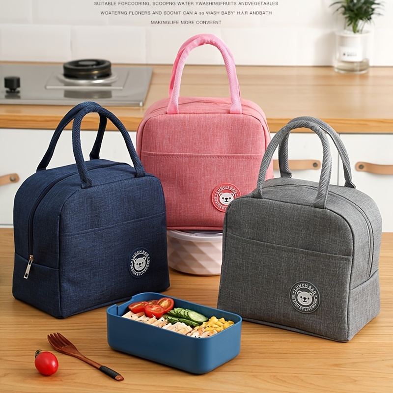 

Waterproof Insulated Lunch Bag With Handle - Thickened Polyester, Rectangular Bento Box Carrier For School, Work, Picnic & Beach