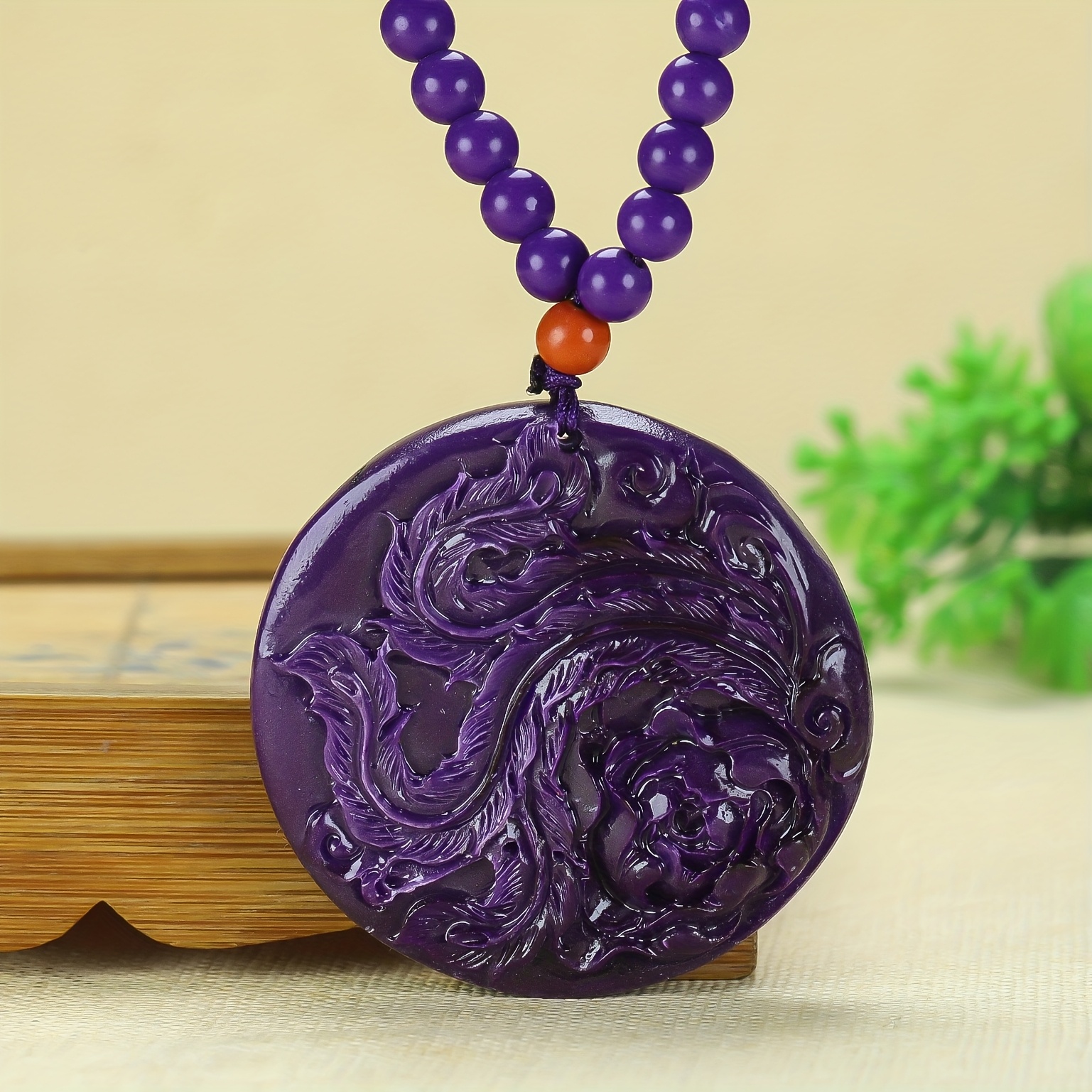 Natural Stone Purple Musgravite Phoenix Pendant Necklace