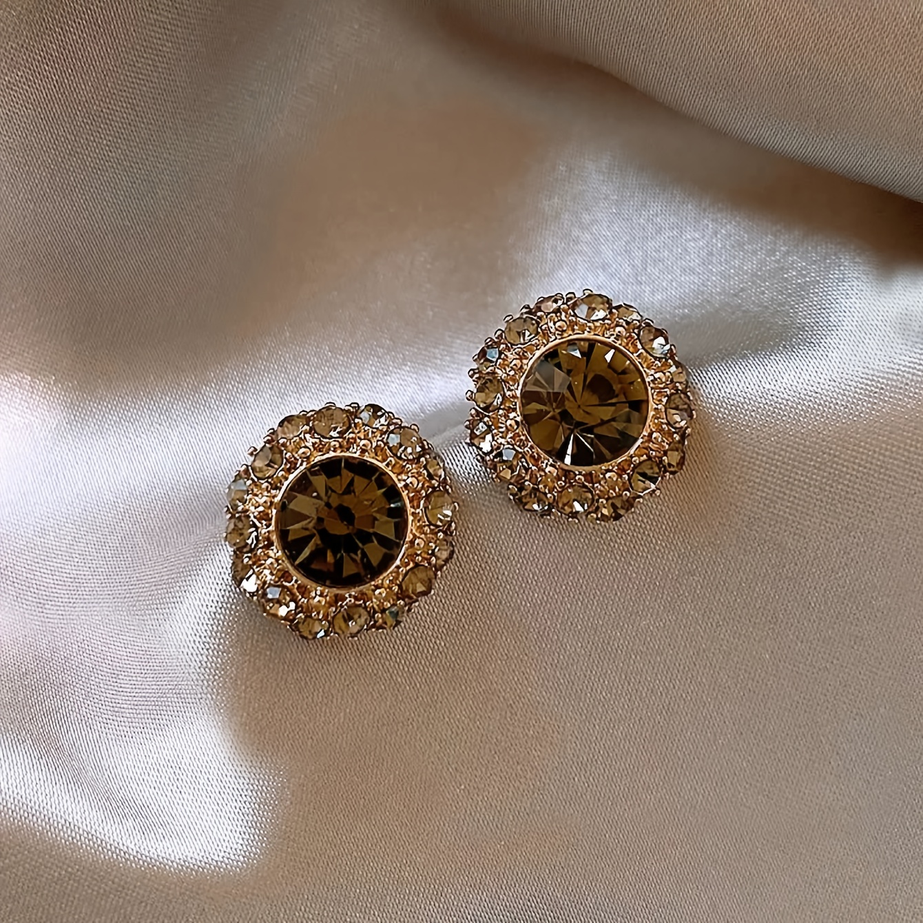 TEMU 1 Par de Aretes Elegantes y de Personalidad, Flores Negras, Incrustaciones de Vidrio Artificial, Estilo de , de , Exquisitos, , Estilo ,