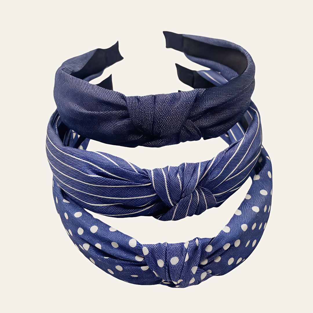 E-shop 3er-Pack Mehrfarbige Anti-Rutsch Stirnbänder mit Knoten, blau. Geeignet für Sport, Freizeit und .