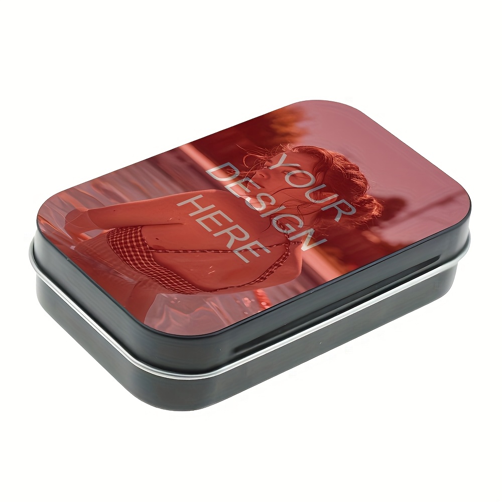 TEMU 1 Custom Photo Metal Box - Rectangular Storage Box With Hinged Lid, Suitable For Jewelry, Cosmetics, And Small Items, Portable - Durable Home