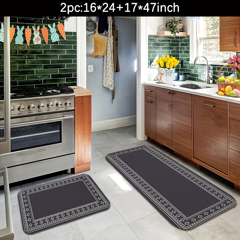 TEMU A 2/3pcs Kitchen Rug Set Featuring A Stylish For Home Decoration. The Rug Set Is Thickened With 1.2cm Plush Material, Non-slip, Easy To Clean,