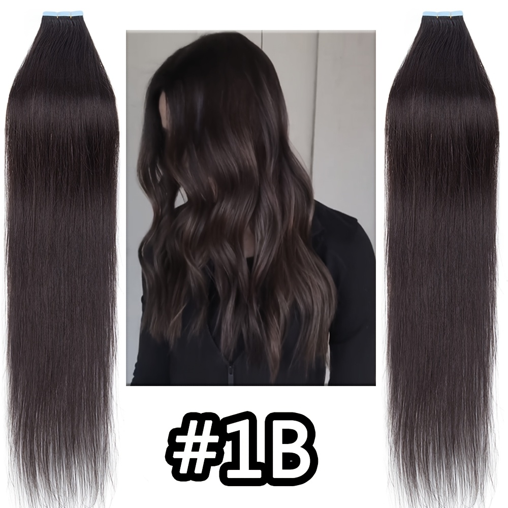 tape in hair extensions human hair straight real human hair for black and brown smmooth silky hair extensions tape in 16 24 inch 10pcs pack     cosplay wedding daily   to   volumn 10pcs pack details 3