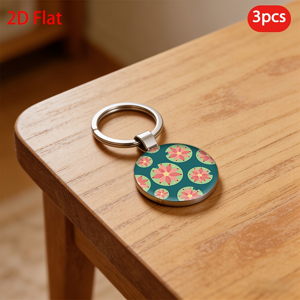 Lotus Pattern Key Chain, 3pcs Set