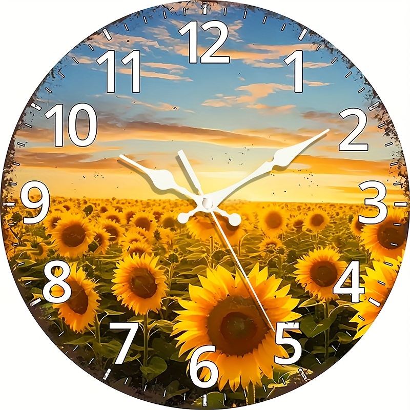  ., sonnenblumenfeld deko     uhr,   für heimdekoration, geschenk, aa batterie (batterie nicht enthalten)