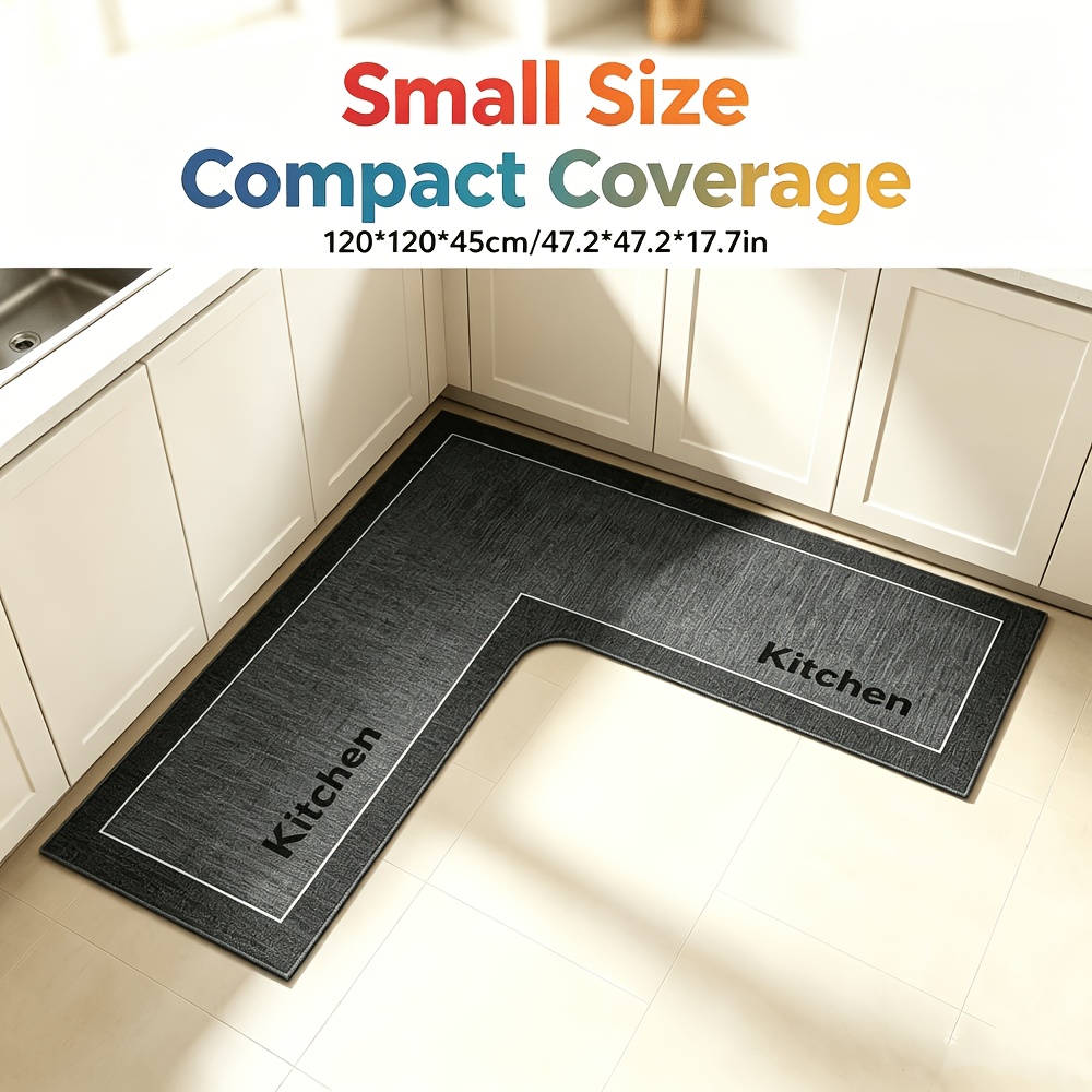 Image of L-shaped Modern Kitchen Floor Mat, And Absorbent Corner Mat, Easy-to-clean Mat For Sink And Stove Corners, Wear-resistant And Slip-resistant, Suitable For Kitchens, Doorways, , And Laundry Areas