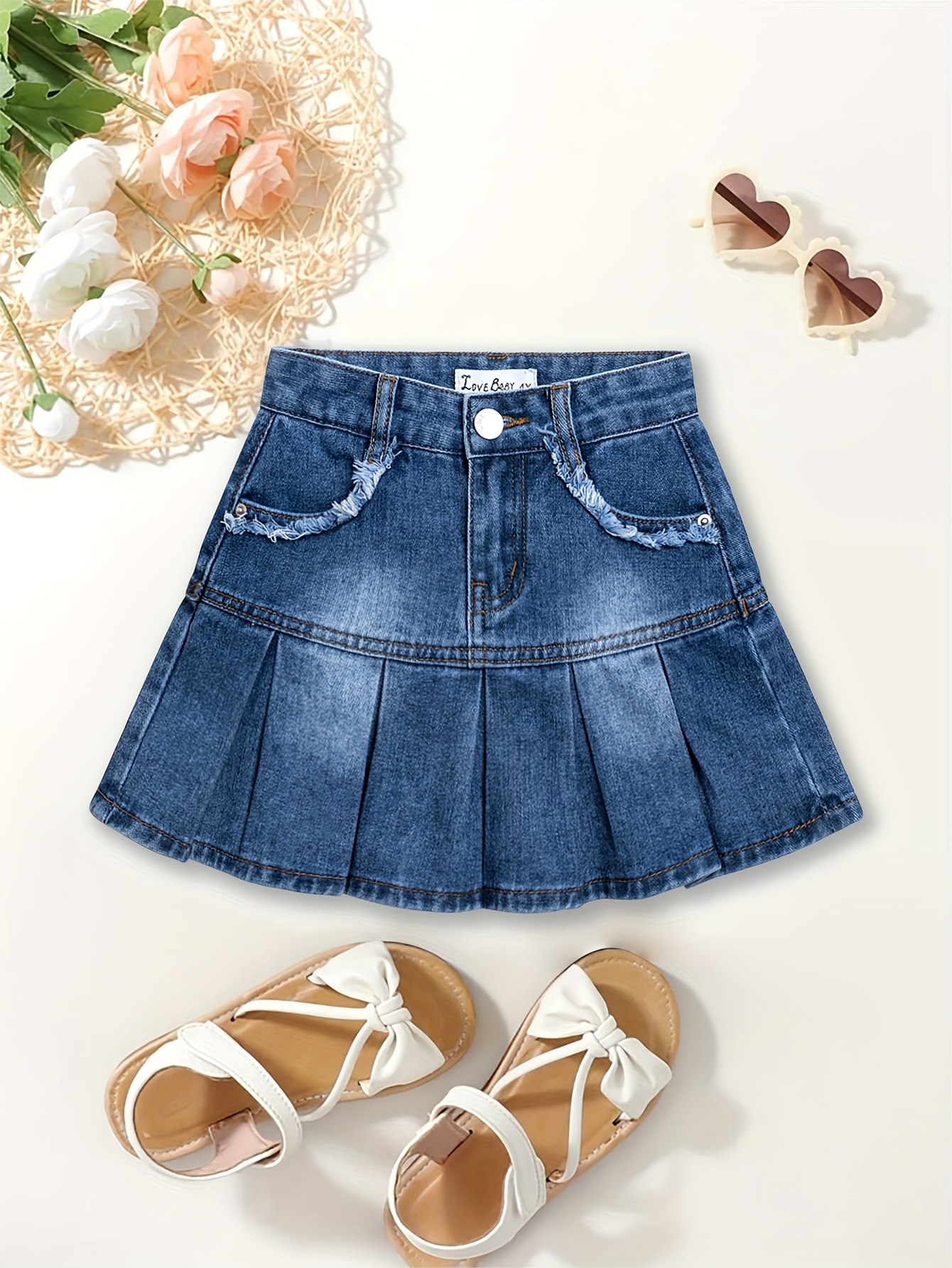 girls denim skirt a versatile short skirt Temu