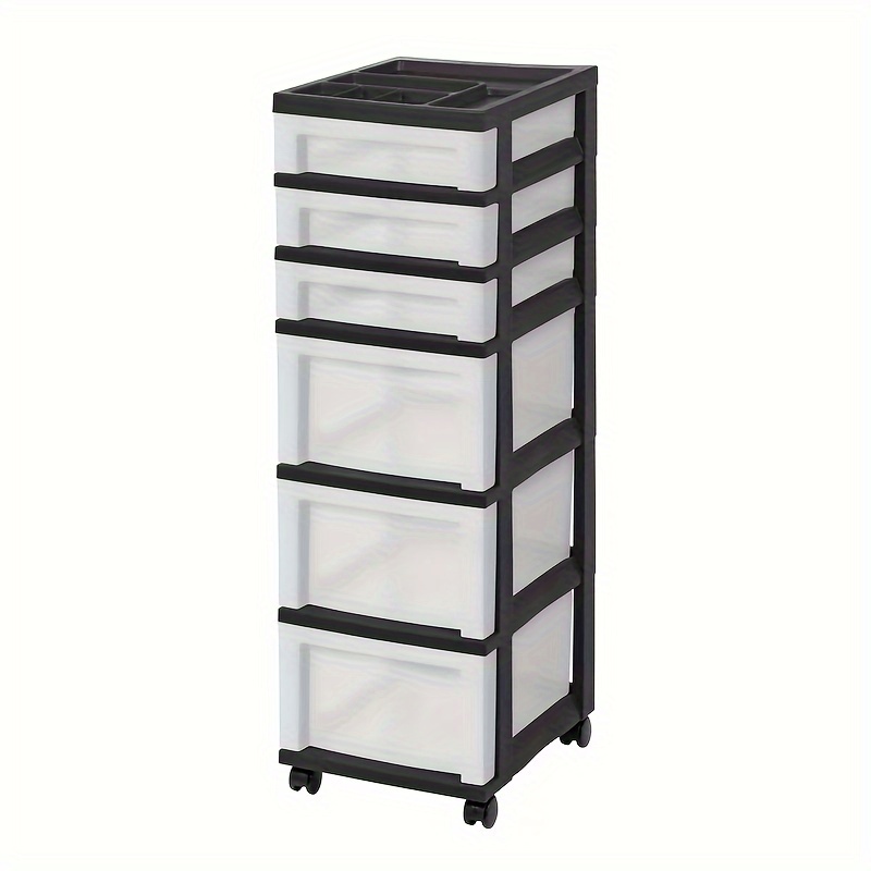 

Drawer Storage Cart With Organizer Top Black