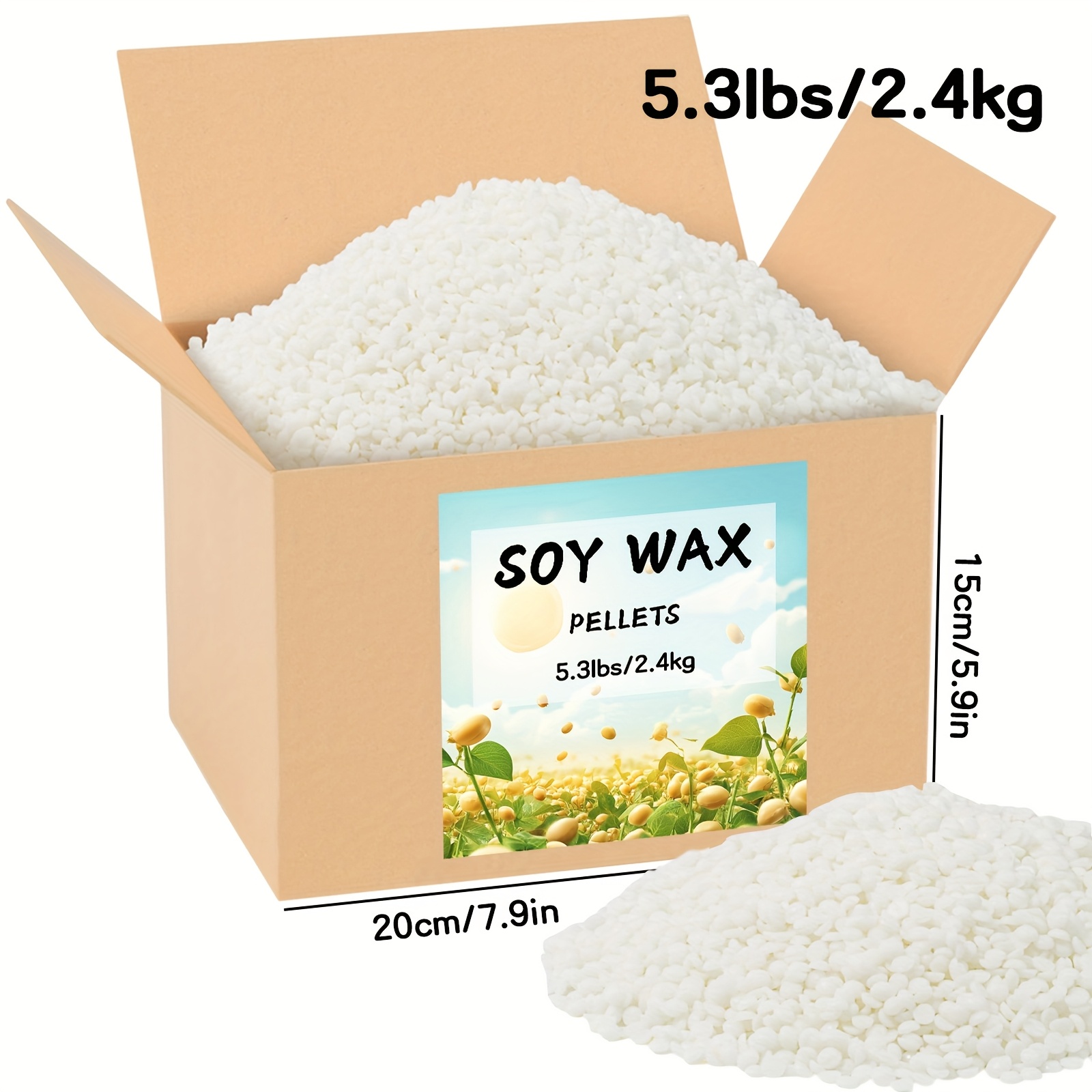 Image of 1.2kg/2.4kg Soy Wax Pellets, 58° Soy Wax Pellets, Suitable For Diy Candle Making, Wax Products, Making Column Candles, Demolded