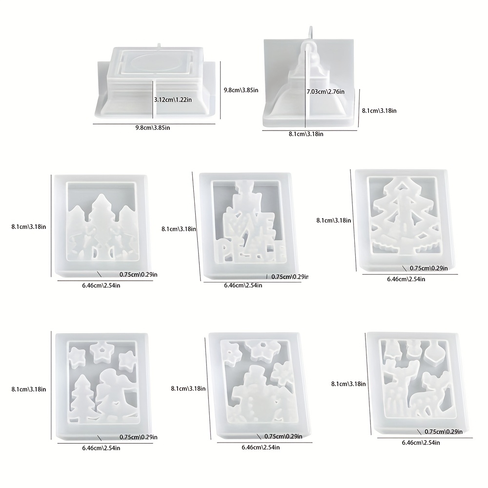Image of 8pcs Castle Shape Silicone Candle Holder Mold, 3d Hollow Interlocking House Design Christmas Themed Candlestick Mold For Resin Plaster Cement Casting, Silicone Ornament Moulds For Home Table Decor