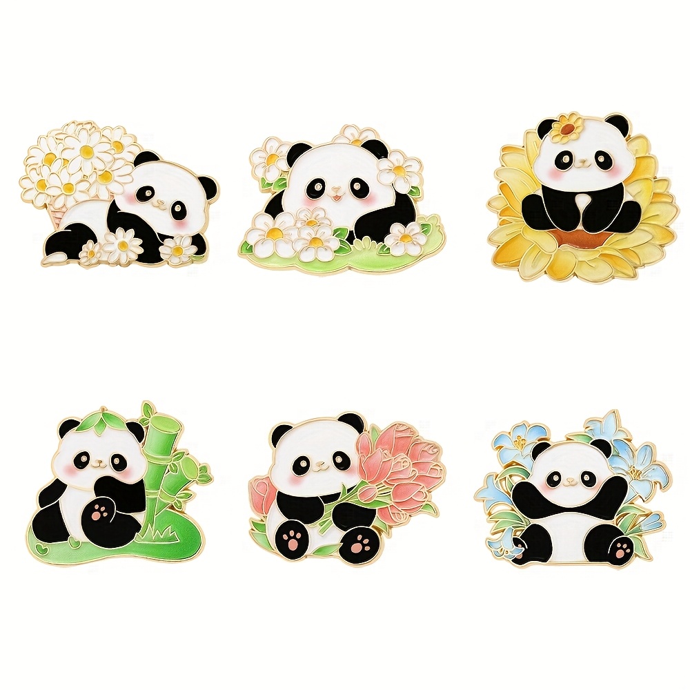 Image of Panda Brooch With Floral And Bamboo Elements, A New Metal Badge For 2025, Perfect For Adorable Outfits And Additions For Bags