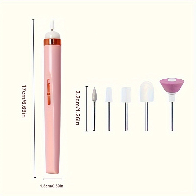 portable nail file electric nail drill with 5 attachment drill bits usb charge with led light adjustable   for manicure and nail kit care tool details 4