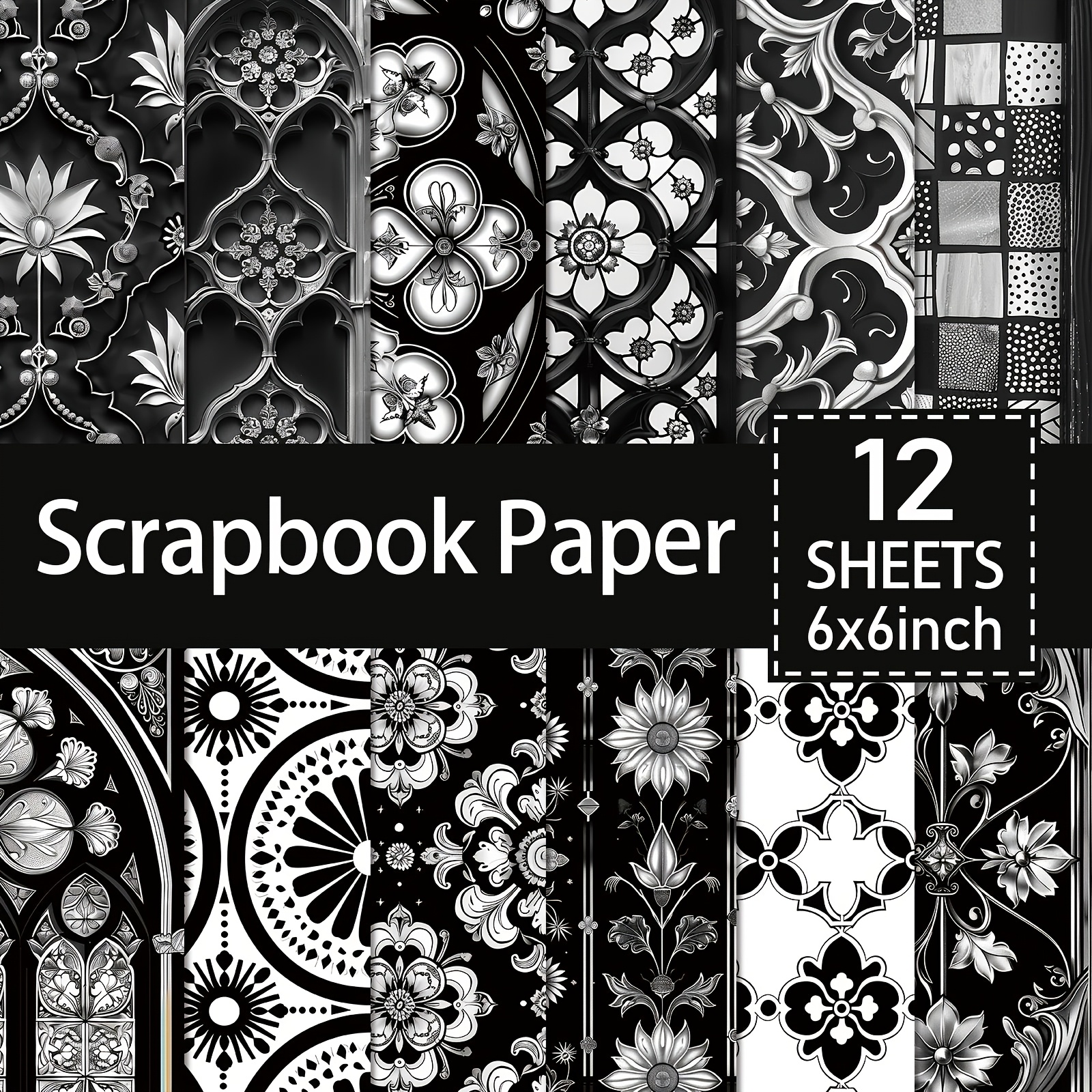 

Black & White Paper Pad - 12 Sheets, 6x6 Inch Craft Cardstock For Diy Projects, Birthday Gifts, And Party Decorations